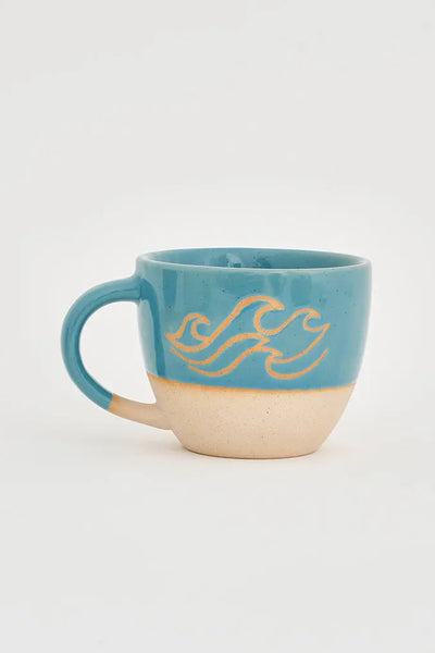 Batela Mug de Cerámica con Olas - Diseño Bicolor