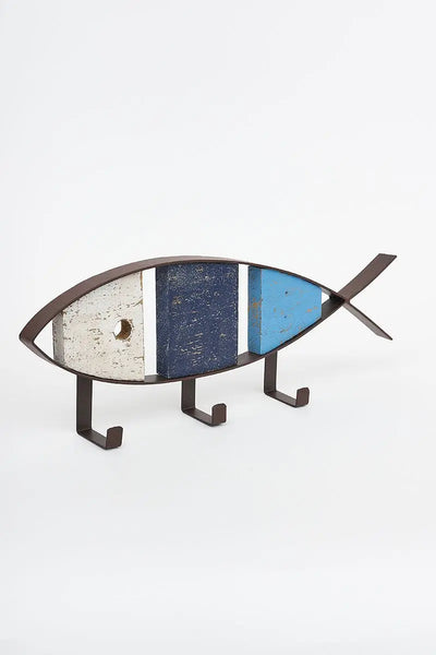 Batela Perchero pez de madera y metal - Batela