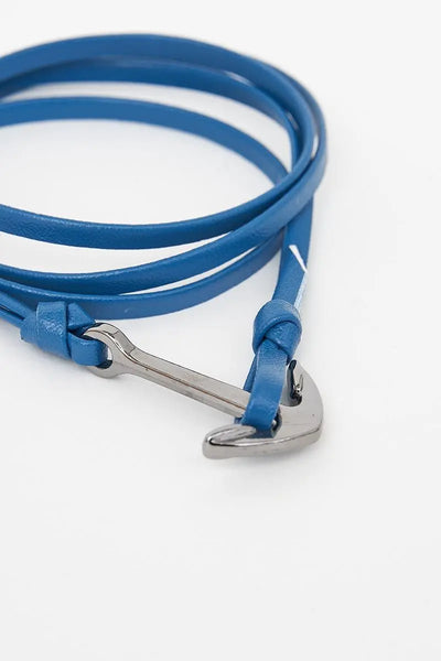 Batela Pulsera de piel azul con ancla - Batela