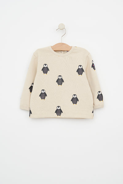 Batela Sudadera de felpa bebé estampada pingüinos