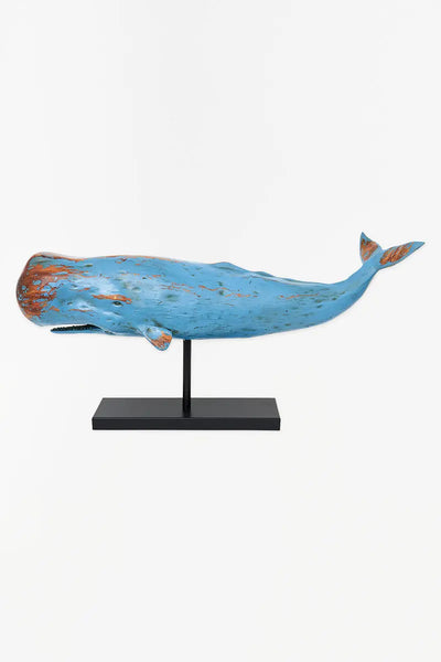 Batela Cachalote azul base metal decoración náutica