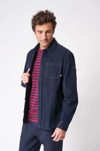 Batela Camisa de manga larga de pana azul marino para Hombre