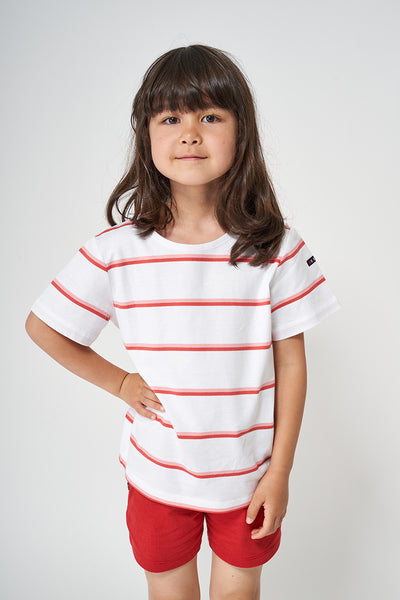 Batela Camiseta a rayas de niño de algodón manga corta. Color marino y blanco