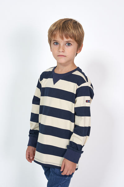 Batela Camiseta algodón manga larga a rayas niño o niña