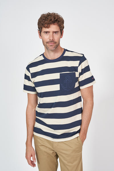 Batela Camiseta de hombre en algodón a rayas manga corta