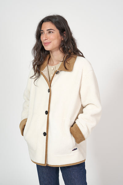 Batela Cazadora sherpa de mujer en borreguito con cuello solapa