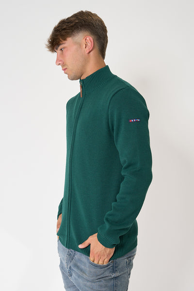 Batela Chaqueta de lana básica con tirador de cuero hombre