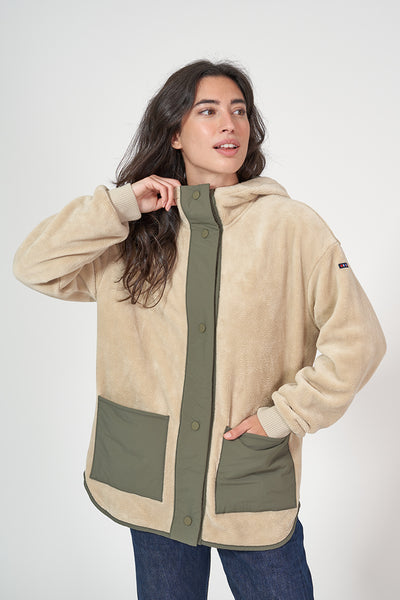 Batela Chaqueta polar teddy con capucha de mujer con capucha