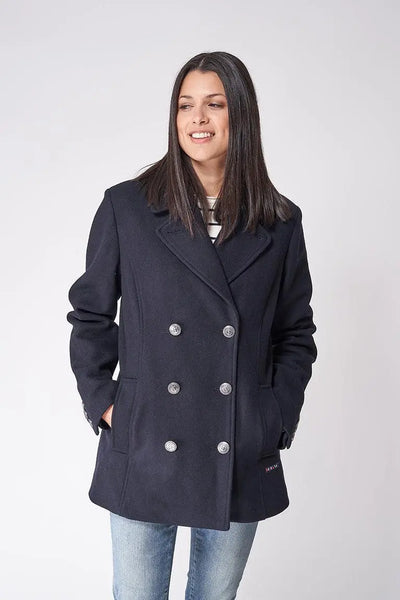 Batela Chaquetón o abrigo largo de lana cuello con botones. Batela - Mujer