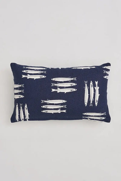 Batela Cojín rectangular de algodón con estampado de sardinas