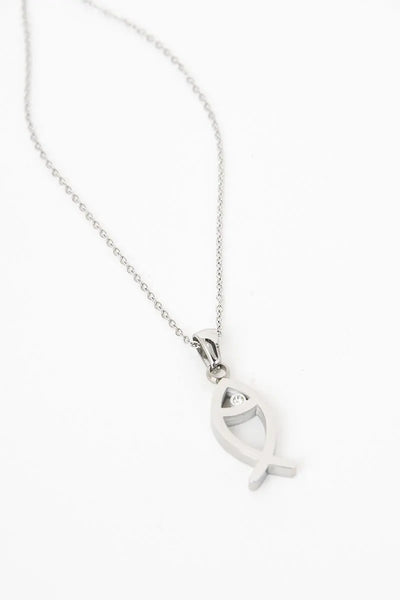 Batela Collar en aleación sostenible y Circonio con colgante pez - Batela