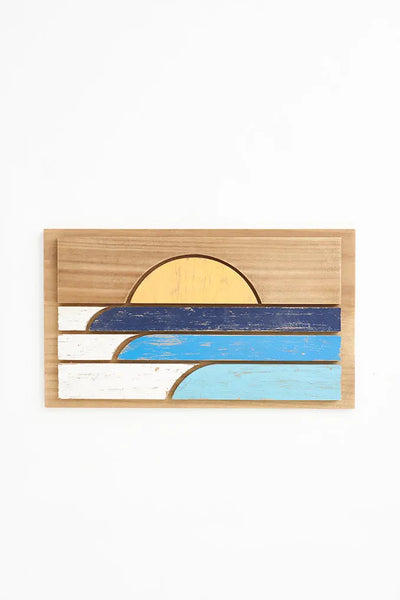 Batela Cuadro de Madera con Puesta de Sol: Arte Decorativo