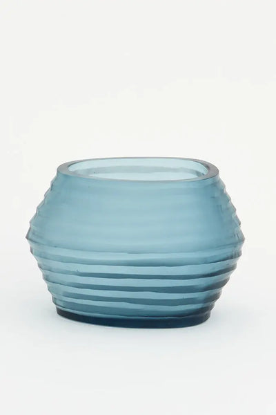 Batela Cuenco o Portavelas de Cristal Artesanal a Rayas Pequeño