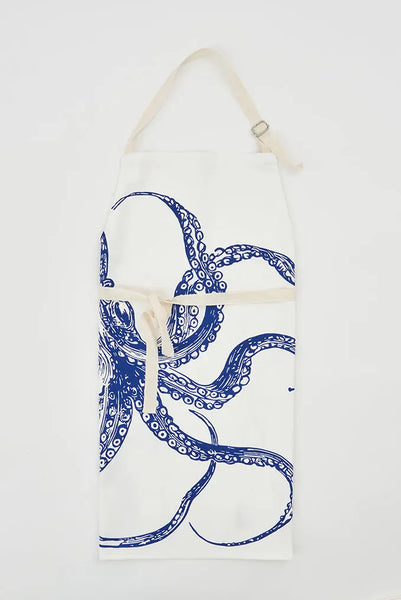 Batela Delantal de Algodón Diseño de Pulpo Azul: Estilo Marino en tu Cocina