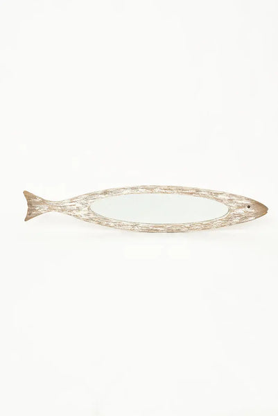 Batela Espejo Grande Madera con Forma de Pez - Elegancia en tu Decoración