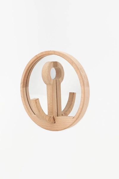 Batela Espejo y perchero ancla en madera. Decoración náutica