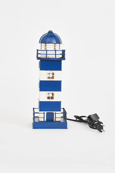 Batela Faro de Metal con LED de 32 cm Blanco y Azul