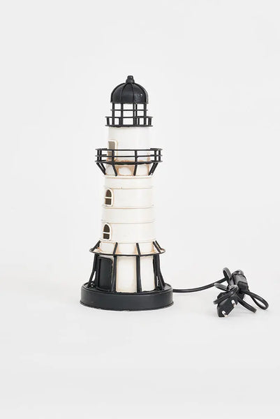 Batela Faro de Metal con LED de 32 cm en Blanco y Negro