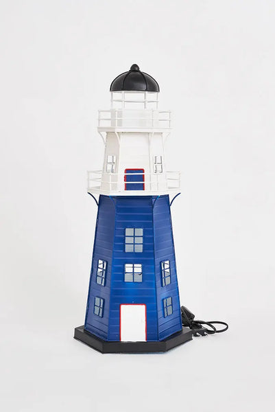 Batela Faro de Metal con LED de 59 cm en Azul y Blanco