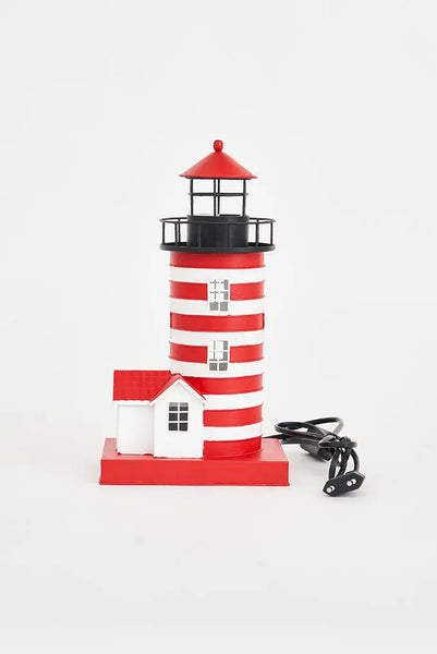 Batela Faro de Metal con LED y Pequeña Casa: Encanto Náutico