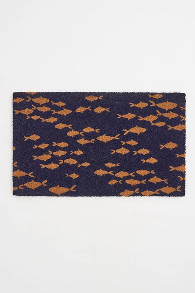 Batela Felpudo de Tejidos de Coco con Estampado de Peces fondo azul