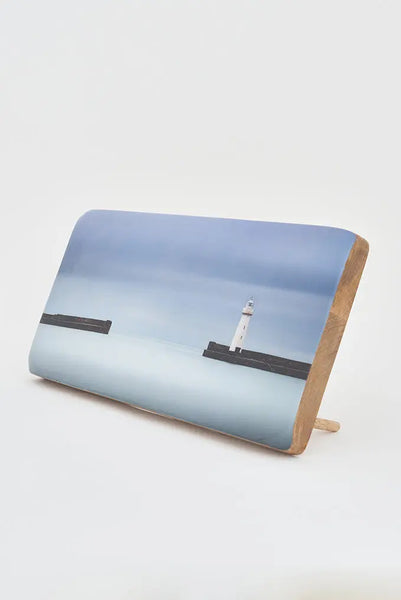 Batela Foto Impresa en taco decorativo de Madera: Puerto con Faro