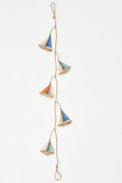 Batela Guirnalda de Veleros de Madera y Metal Multicolor - Decoración Náutica