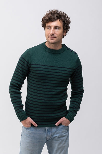 Batela Jersey de lana marinero con cuello redondo. Azul. Batela Hombre