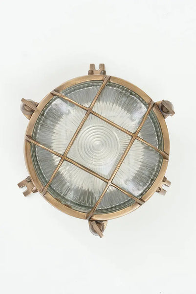 Batela Lámpara vintage de latón de exterior circular - Batela