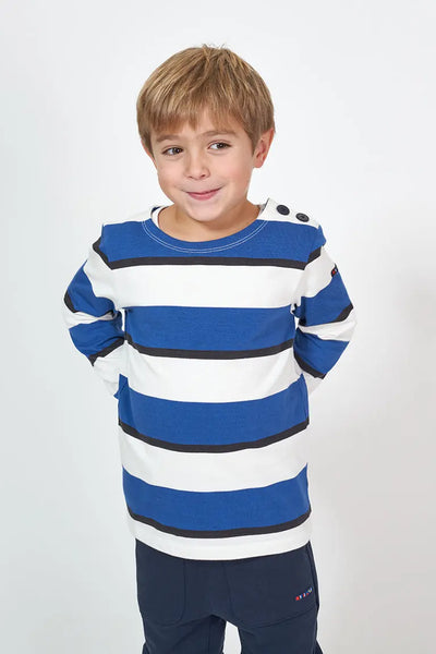 Batela Marsellesa de manga larga a rayas en algodón. Batela. Niño o niña