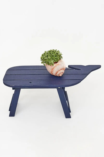 Batela Mesita con forma de ballena plegable y de madera azul - Batela