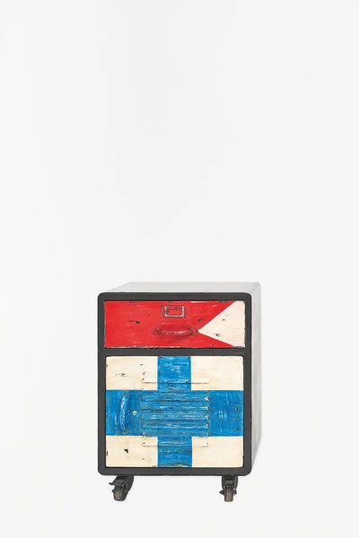 Batela Mesita de noche metal banderas. Decoración náutica