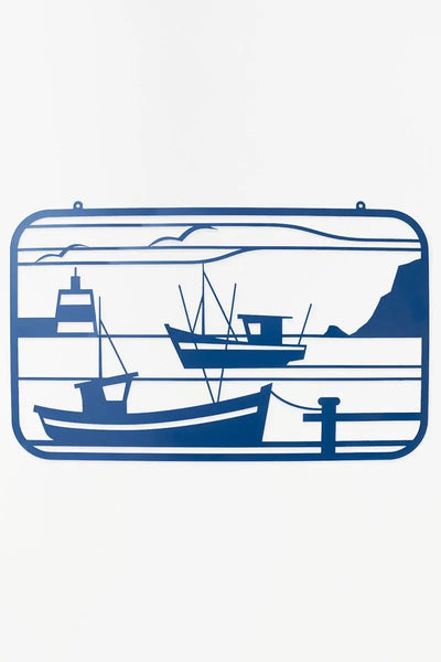 Batela Mural de metal motivos puerto pesquero - D7387 - Batela