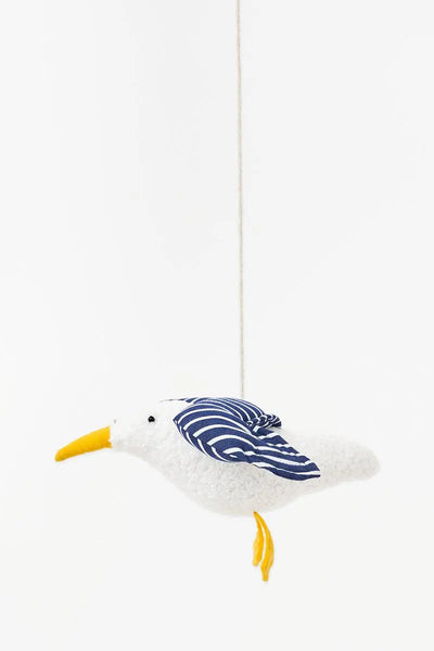Batela Peluche de gaviota Blanco y azul 2x15 cm. Decoración náutica