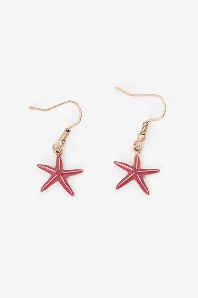 Batela Pendientes de Estrella de Mar en Cerámica y Metal Color Rojo