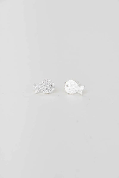 Batela Pendientes pequeños en plata de ley de 925 con forma de pez - Batela