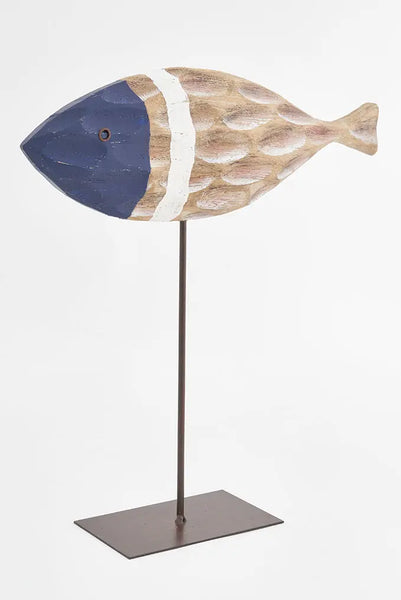 Batela Pez de Madera con Escamas Talladas Grande - Arte Decorativo Imponente