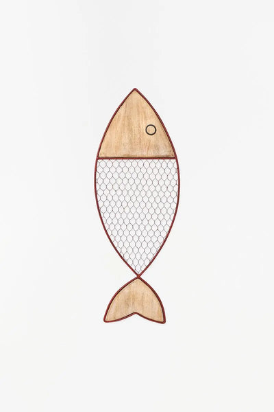 Batela Pez de metal madera y alambre. Decoración náutica