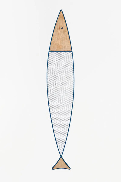 Batela Pez decorativo en madera y metal. Decoración náutica