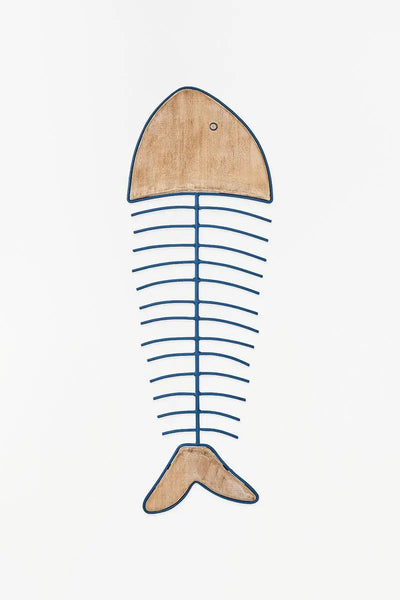 Batela Pez grande espinas metal y madera para colgar