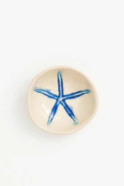 Batela Plato de cerámica pequeño con estrella de mar azul: elegancia marina