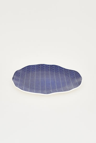 Batela Plato de Peces en Relieve en Cerámica Azul - Forma Irregular