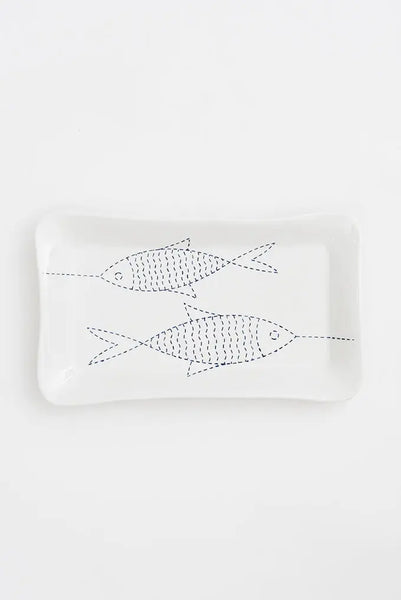 Batela Plato de porcelana con Diseño de Peces - Elegancia Náutica