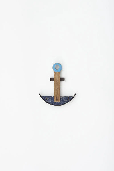 Batela Portallaves ancla en madera envejecida y metal