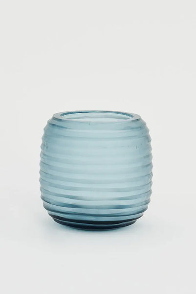 Batela Portavelas de Cristal Artesanal Transparente a Rayas