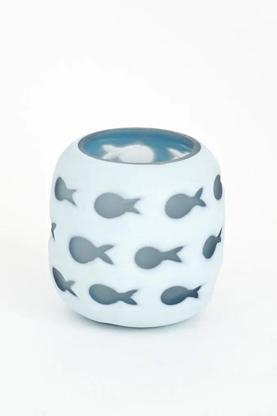 Batela Portavelas de Cristal con Peces Azules Pequeño