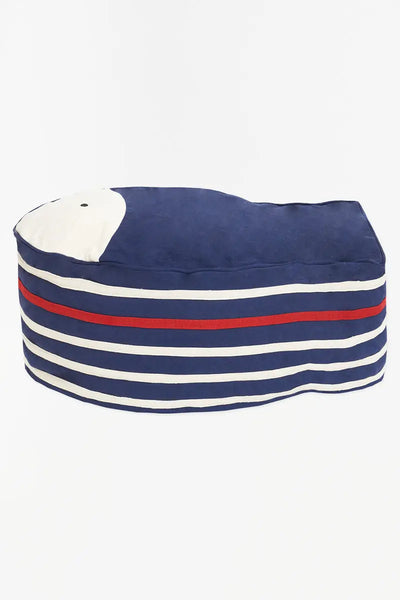 Batela Puf con forma de pez azul. Decoración náutica