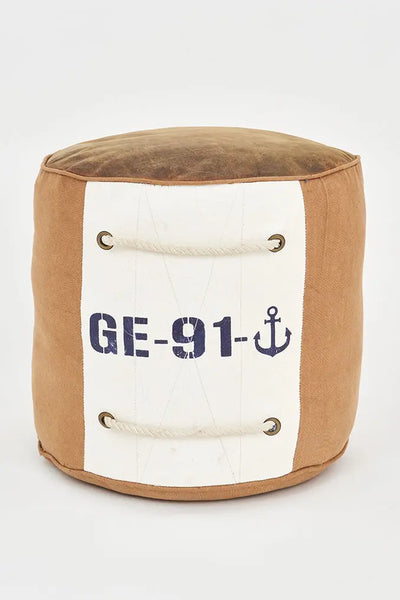 Batela Puf GE-91 en algodón cuero y cuerda: estilo náutico