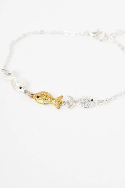 Batela Pulsera o brazalete con varios peces en aleación sostenible - Batela