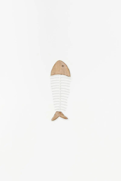 Batela Raspa de pez decorativo espinas de metal y madera para colgar